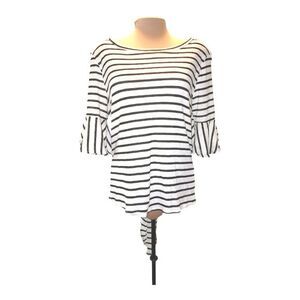 Blu Pepper NWT Still Into You Ivory & Black Striped Knotted‎ Blouse Size L
